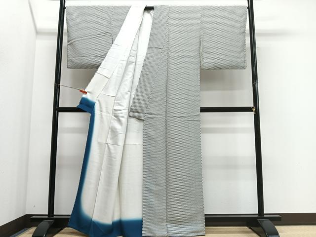 平和屋着物■上質な小紋　斜め格子　反端付き　正絹　逸品　CABM6703ua