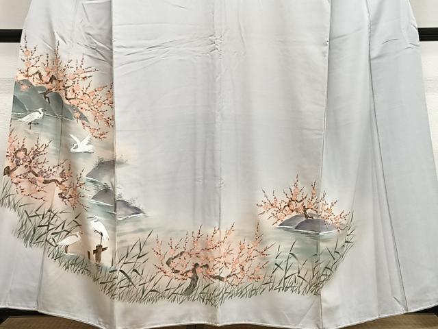 平和屋着物■豪華色留袖　手描き　遠山花鳥文　白鷺　暈し染め　正絹　逸品　CABM6708ua