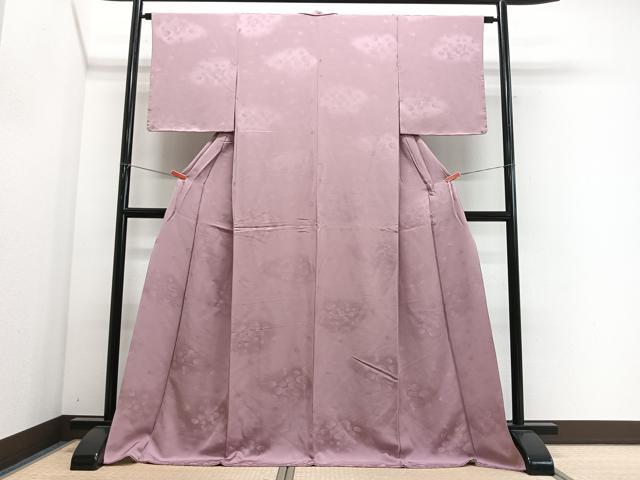 平和屋着物■上質な色無地　丸地紋　薄柿色　正絹　逸品　未使用　CABM6715ua