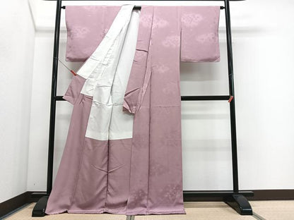 平和屋着物■上質な色無地　丸地紋　薄柿色　正絹　逸品　未使用　CABM6715ua