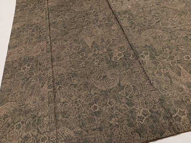 平和屋着物■本場染大島紬　草花文　正絹　逸品　CABM6738ua