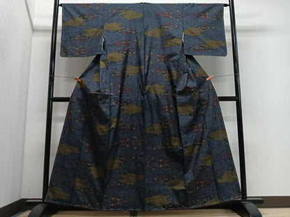 平和屋着物■本場大島紬　7マルキ　雲取り風景文　正絹　逸品　CABM6739ua