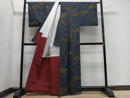 平和屋着物■本場大島紬　7マルキ　雲取り風景文　正絹　逸品　CABM6739ua