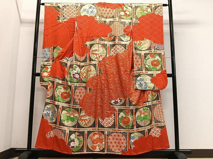 平和屋着物■豪華振袖　駒刺繍　草花丸文　金彩　正絹　逸品　CABM6740ua