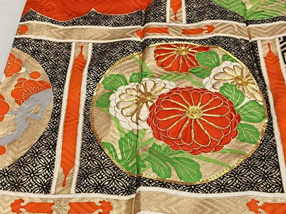 平和屋着物■豪華振袖　駒刺繍　草花丸文　金彩　正絹　逸品　CABM6740ua