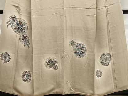 平和屋着物■訪問着　萬代草木染め　雪輪花鳥文　暈し染め　鬼しぼ縮緬　正絹　逸品　CABM6751ua