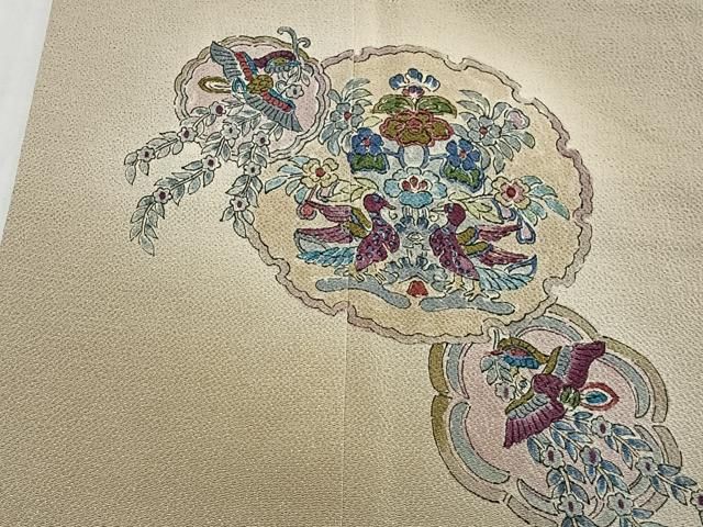 平和屋着物■訪問着　萬代草木染め　雪輪花鳥文　暈し染め　鬼しぼ縮緬　正絹　逸品　CABM6751ua