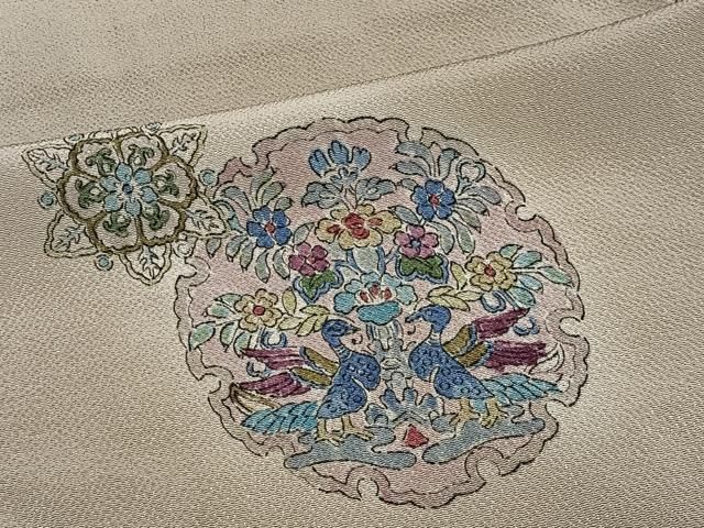 平和屋着物■訪問着　萬代草木染め　雪輪花鳥文　暈し染め　鬼しぼ縮緬　正絹　逸品　CABM6751ua