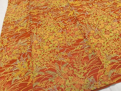 平和屋着物■上質な小紋　流水草花文　正絹　逸品　CABM6753ua