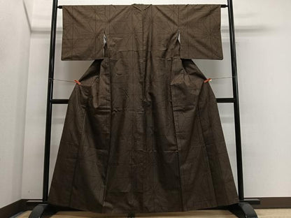 平和屋着物■本場大島紬　7マルキ　麻の葉文様　正絹　逸品　CABM6754ua