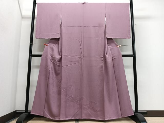 平和屋着物■色留訪問着　糸無地　御所車地紋　紅藤色　正絹　逸品　CABM6762ua
