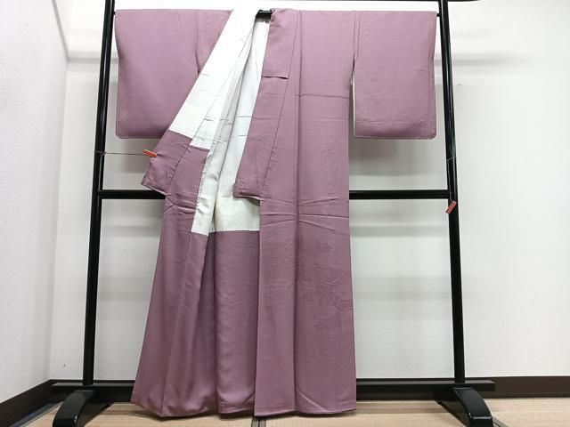 平和屋着物■色留訪問着　糸無地　御所車地紋　紅藤色　正絹　逸品　CABM6762ua