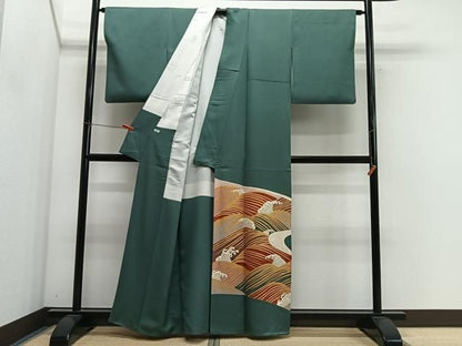 平和屋着物■豪華色留袖　立波文　金彩　正絹　逸品　CABM6763ua