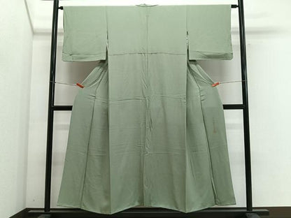 平和屋着物■上質な色無地　幻の染　岩石染　山葵色　正絹　逸品　CABM6772ua