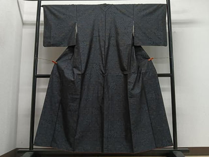 平和屋着物■本場大島紬　花唐草文　正絹　逸品　CABM6788ua
