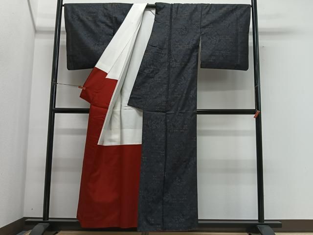 平和屋着物■本場大島紬　花唐草文　正絹　逸品　CABM6788ua