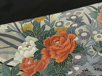 平和屋着物■豪華黒留袖　刺繍　花籠文　暈し染め　金彩　正絹　逸品　CABM6791ua