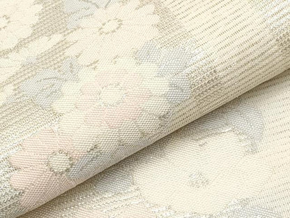 平和屋着物＊夏物　六通柄袋帯　花丸文　銀糸　正絹　逸品　CABM6821tx