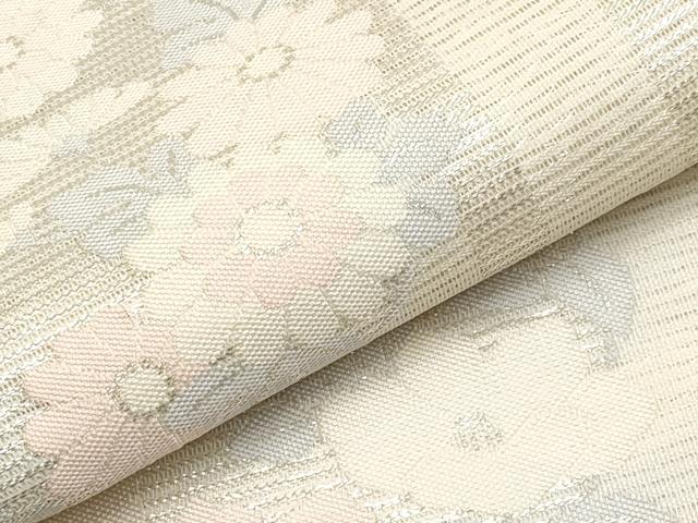 平和屋着物＊夏物　六通柄袋帯　花丸文　銀糸　正絹　逸品　CABM6821tx