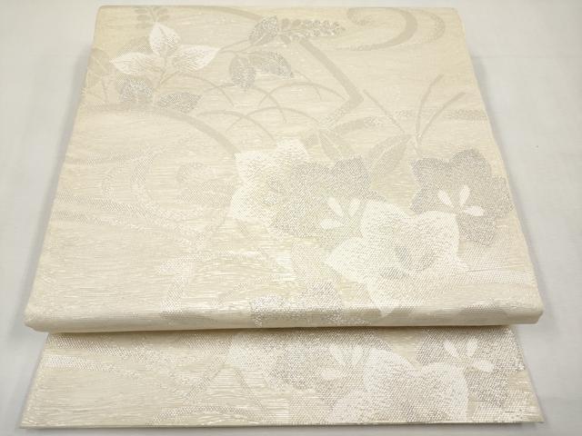平和屋着物＊夏物　六通柄　本袋帯　地紙花文　銀糸　正絹　逸品　CABM6827tx