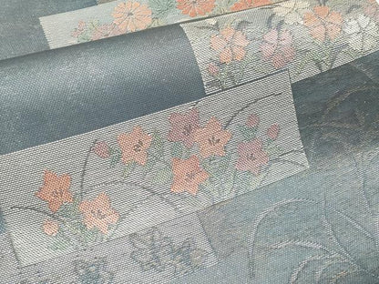 平和屋着物＊夏物　六通柄袋帯　色紙重ね草花文　金糸　正絹　逸品　CABM6831tx