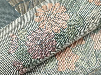 平和屋着物＊夏物　六通柄袋帯　色紙重ね草花文　金糸　正絹　逸品　CABM6831tx
