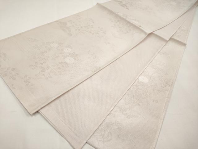 平和屋着物＊夏物　六通柄袋帯　流水草花文　銀糸　正絹　逸品　CABM6834tx