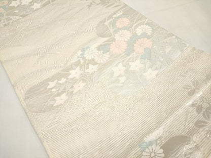 平和屋着物＊夏物　六通柄袋帯　霞草花文　正絹　逸品　CABM6849tx