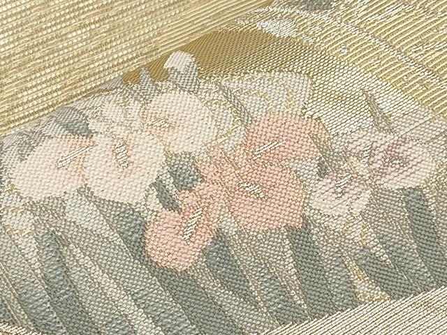 平和屋着物＊夏物　六通柄袋帯　色紙鴛鴦花文　銀糸　正絹　逸品　CABM6926tx