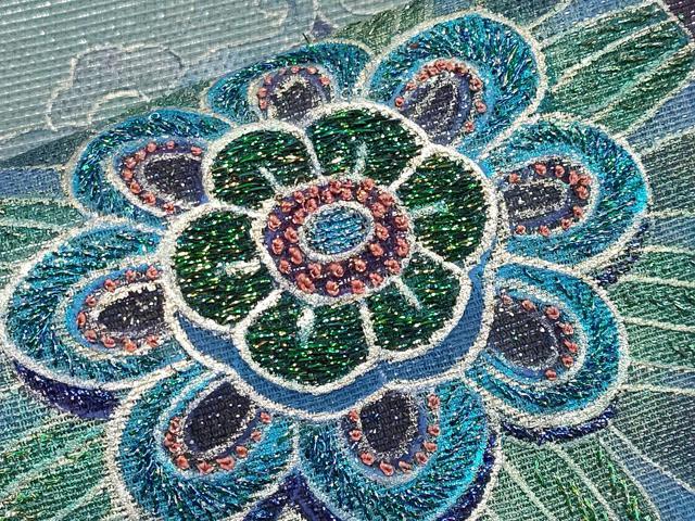 平和屋着物＊夏物　中国三大刺繍　相良刺繍　太鼓柄袋帯　正倉院　銀彩　正絹　逸品　未使用　CABM6981tx