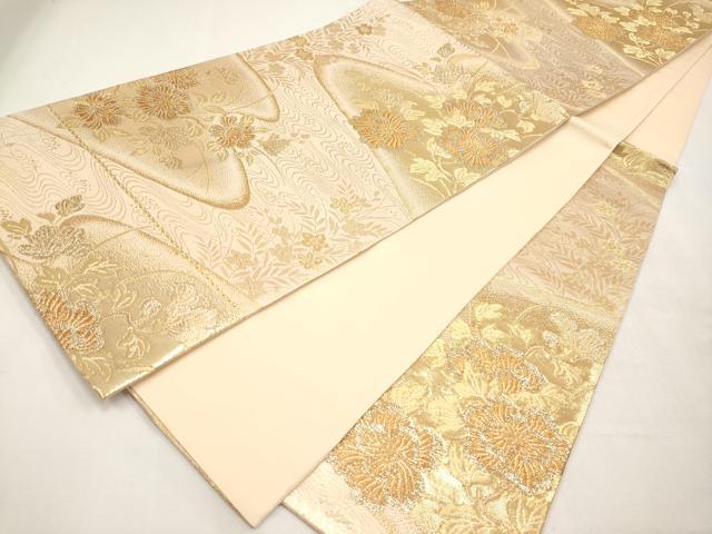 平和屋本店▼六通柄袋帯　枝花文　純金箔　正絹　逸品　CABM6992tx