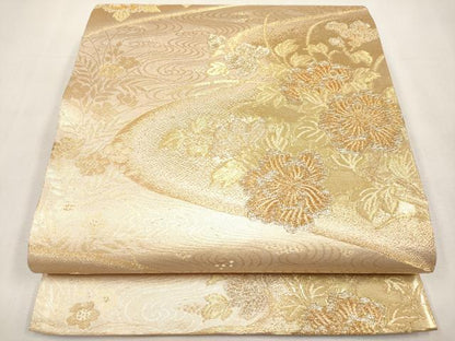 平和屋本店▼六通柄袋帯　枝花文　純金箔　正絹　逸品　CABM6992tx