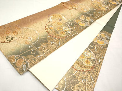 平和屋本店▼六通柄袋帯　唐織　雪輪鳳凰草花文　本金箔　正絹　逸品　CABM6996tx