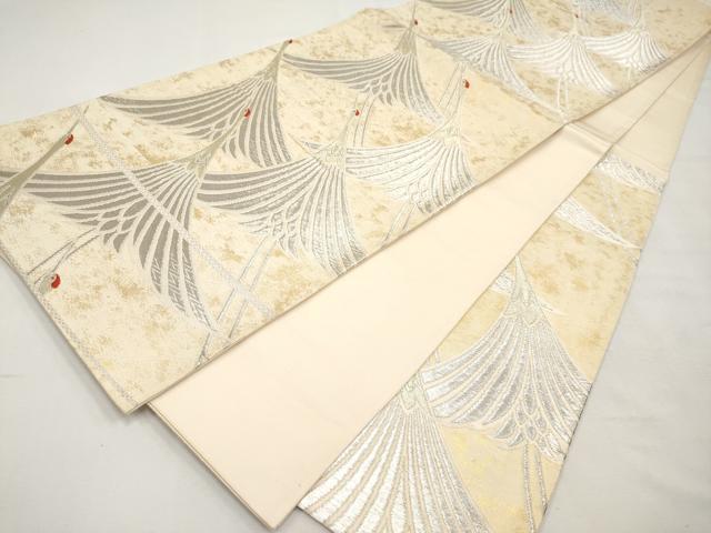 平和屋本店▼六通柄袋帯　飛鶴文　K24純金箔蒔絵　正絹　逸品　CABM6997tx