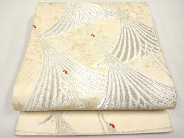 平和屋本店▼六通柄袋帯　飛鶴文　K24純金箔蒔絵　正絹　逸品　CABM6997tx