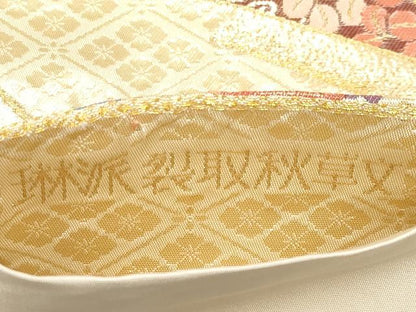 平和屋本店▼六通柄袋帯　琳派裂取秋草文　全面純金箔24K　正絹　逸品　CABM7003tx