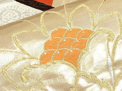 平和屋本店▼六通柄袋帯　唐織　蜀江更紗花文　純金箔24K　正絹　逸品　CABM7006tx
