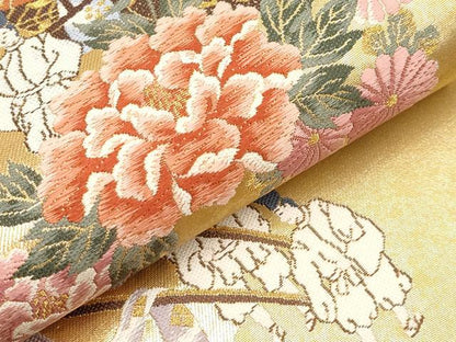 平和屋本店▼西陣　前田徳織物謹製　六通柄袋帯　唐織　葵祭絵巻図　九百泥金箔　正絹　逸品　未使用　CABM7012tx