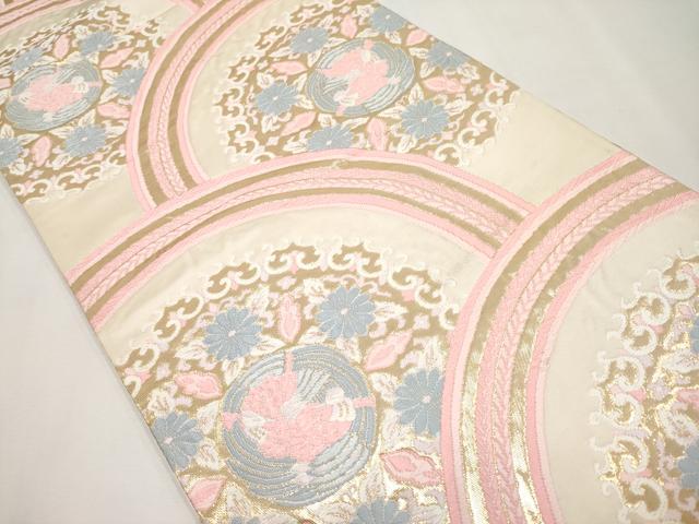 平和屋本店▼六通柄袋帯　唐織　花鳥唐草文　錦　本金箔貳拾四金　正絹　逸品　CABM7020tx