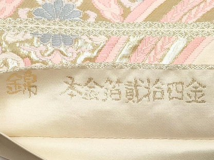 平和屋本店▼六通柄袋帯　唐織　花鳥唐草文　錦　本金箔貳拾四金　正絹　逸品　CABM7020tx