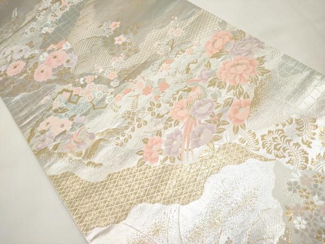 平和屋本店▼六通柄袋帯　花鳥文　純金二重箔　正絹　逸品　CABM7022tx