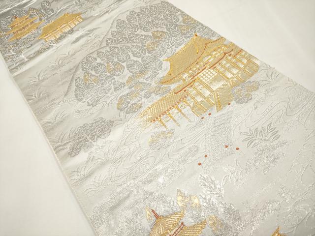 平和屋本店▼六通柄袋帯　平等院　プラチナ本金箔弐重織　正絹　逸品　CABM7023tx