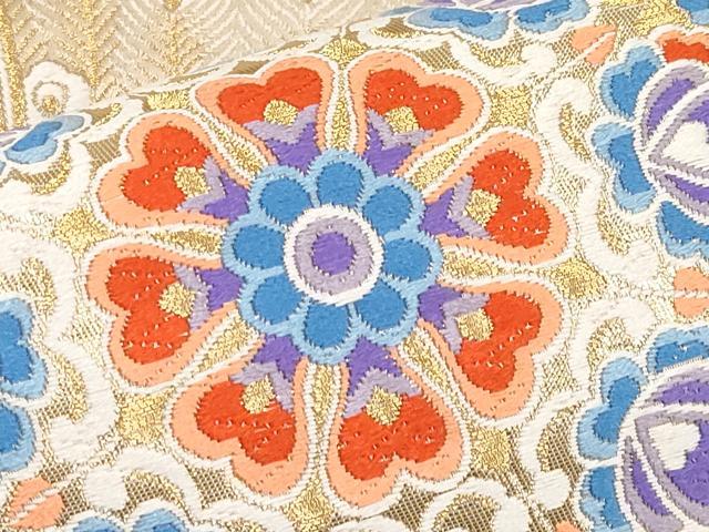 平和屋本店▼六通柄袋帯　唐織　王妃舞華文　本金箔九百錦　正絹　逸品　CABM7025tx