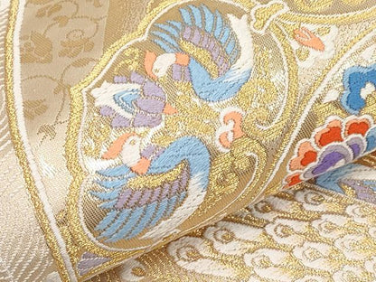 平和屋本店▼六通柄袋帯　唐織　王妃舞華文　本金箔九百錦　正絹　逸品　CABM7025tx