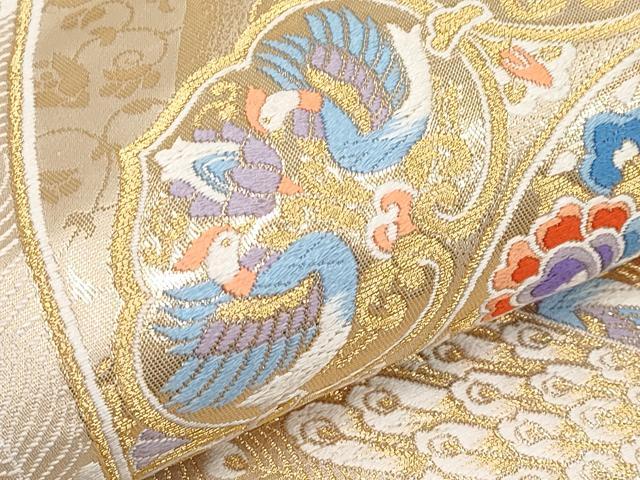 平和屋本店▼六通柄袋帯　唐織　王妃舞華文　本金箔九百錦　正絹　逸品　CABM7025tx