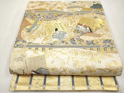 平和屋本店▼六通柄袋帯　歌会　本金引箔袋　正絹　逸品　CABM7036tx