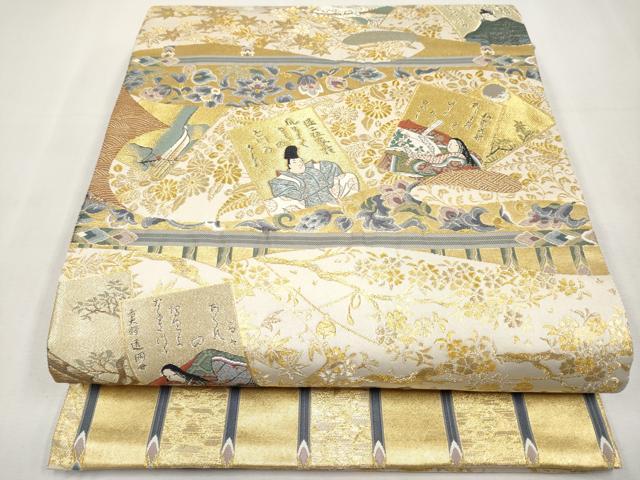 平和屋本店▼六通柄袋帯　歌会　本金引箔袋　正絹　逸品　CABM7036tx