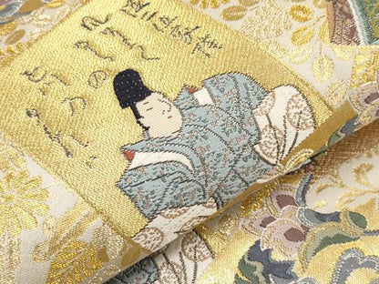 平和屋本店▼六通柄袋帯　歌会　本金引箔袋　正絹　逸品　CABM7036tx