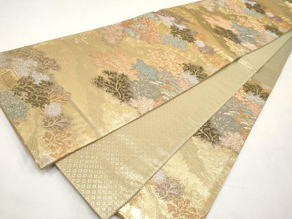 平和屋本店▼六通柄袋帯　風景文　本金二重箔　正絹　逸品　CABM7037tx