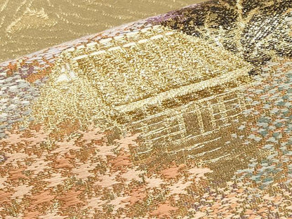 平和屋本店▼六通柄袋帯　風景文　本金二重箔　正絹　逸品　CABM7037tx